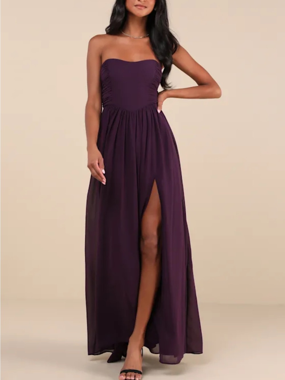 Lulu's Strapless Maxi Dress in Purple